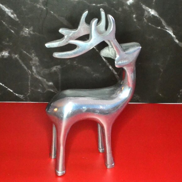 Pair Of Aluminum Reindeer Modern Brutalist Design MCM Holiday Decor - Picture 7 of 8